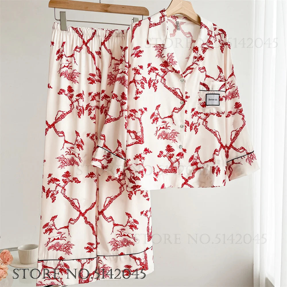 Flower Print Pajama Set Cozy Style