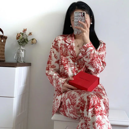 Flower Print Pajama Set Cozy Style