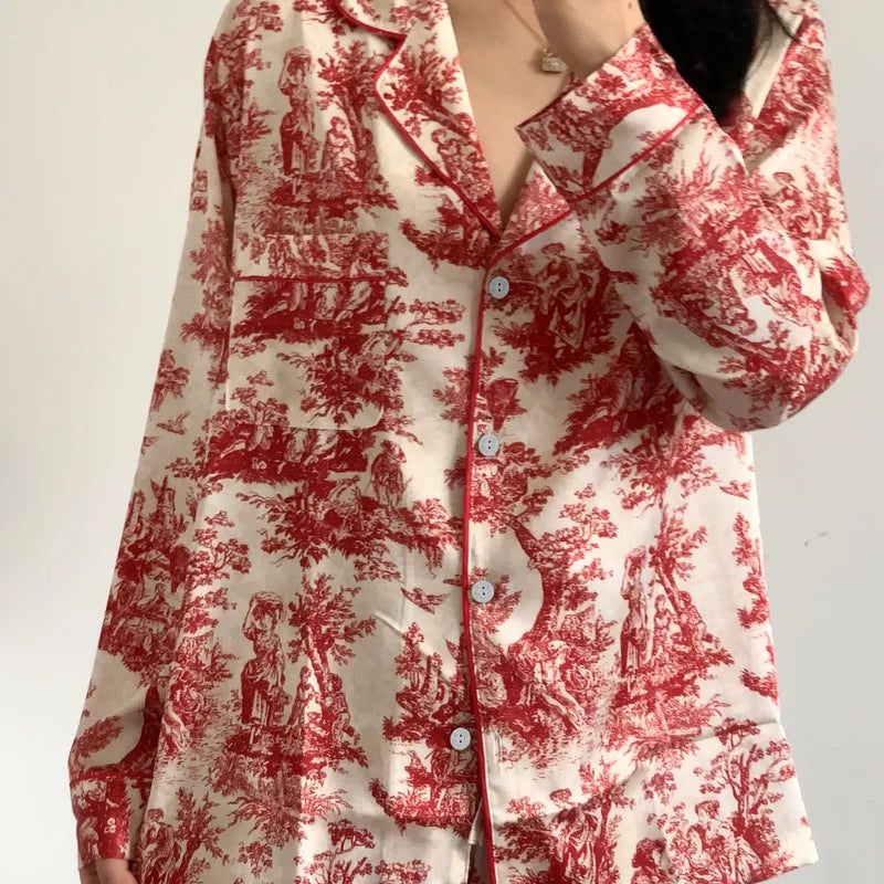 Flower Print Pajama Set Cozy Style