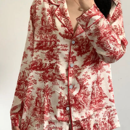 Flower Print Pajama Set Cozy Style