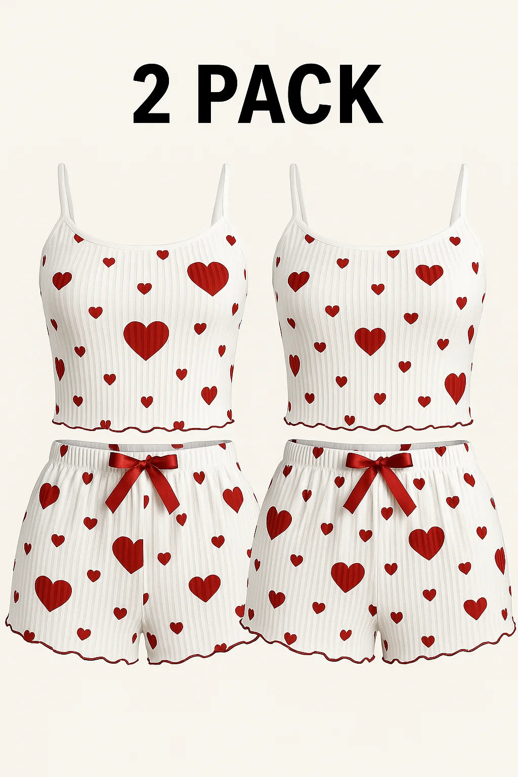 Heart Print Pajama Set Summer Comfort
