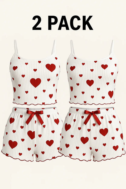 Heart Print Pajama Set Summer Comfort