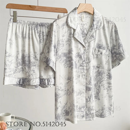 Flower Print Pajama Set Cozy Style