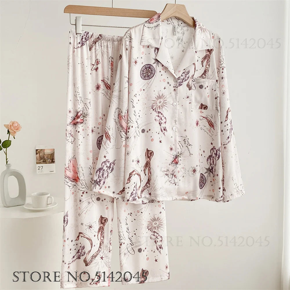 Flower Print Pajama Set Cozy Style