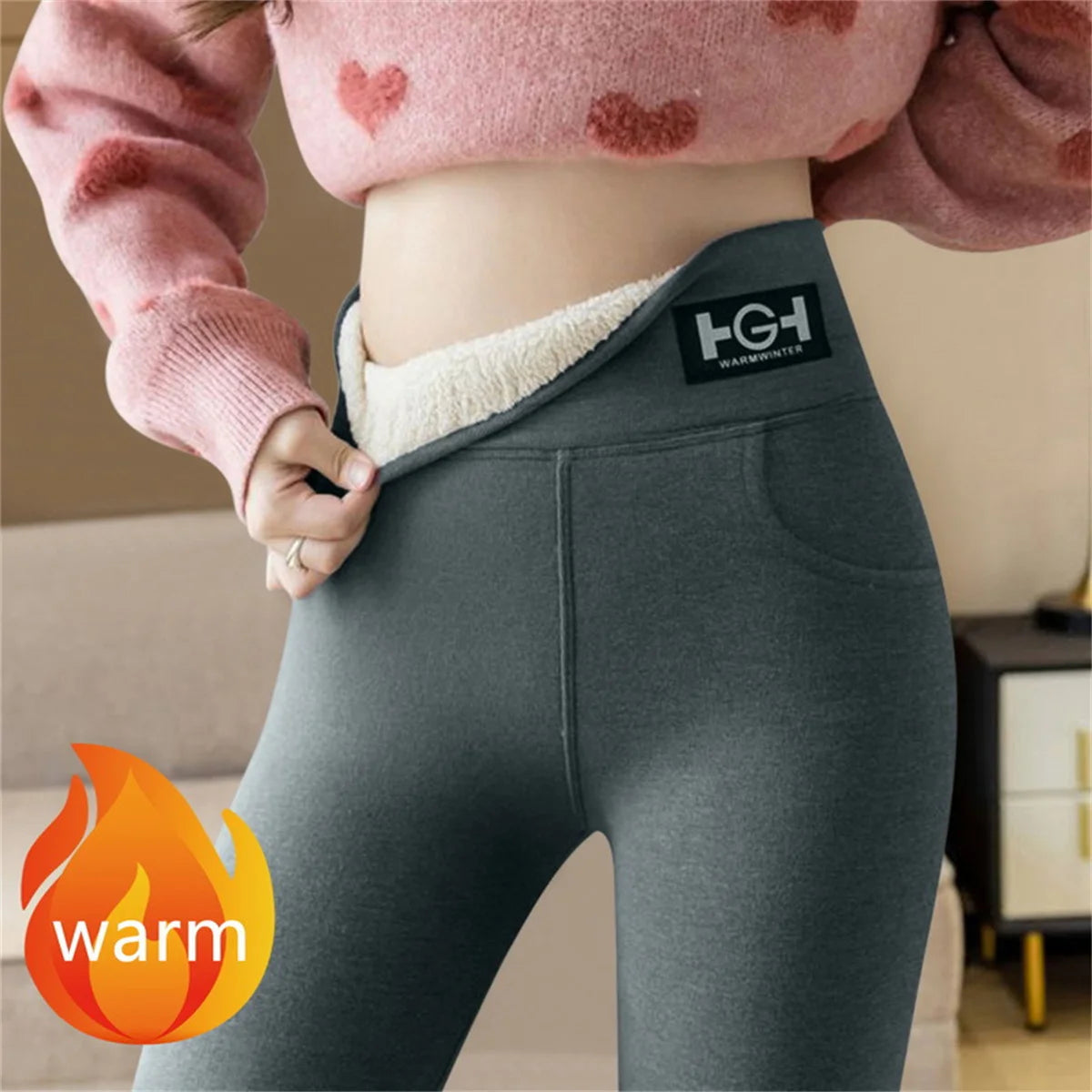 Winter Fleece Leggings High Waist