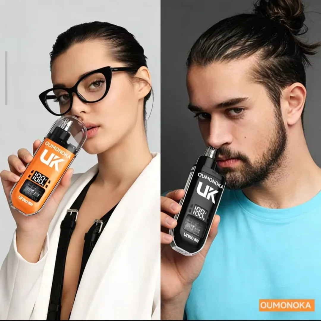 Rasoir Nez & Oreilles Électrique Orange Cyberpunk | Écran Digital 188% | Rechargeable Type-C | Painless & Waterproof - VELLIAA BOUTIQUE 